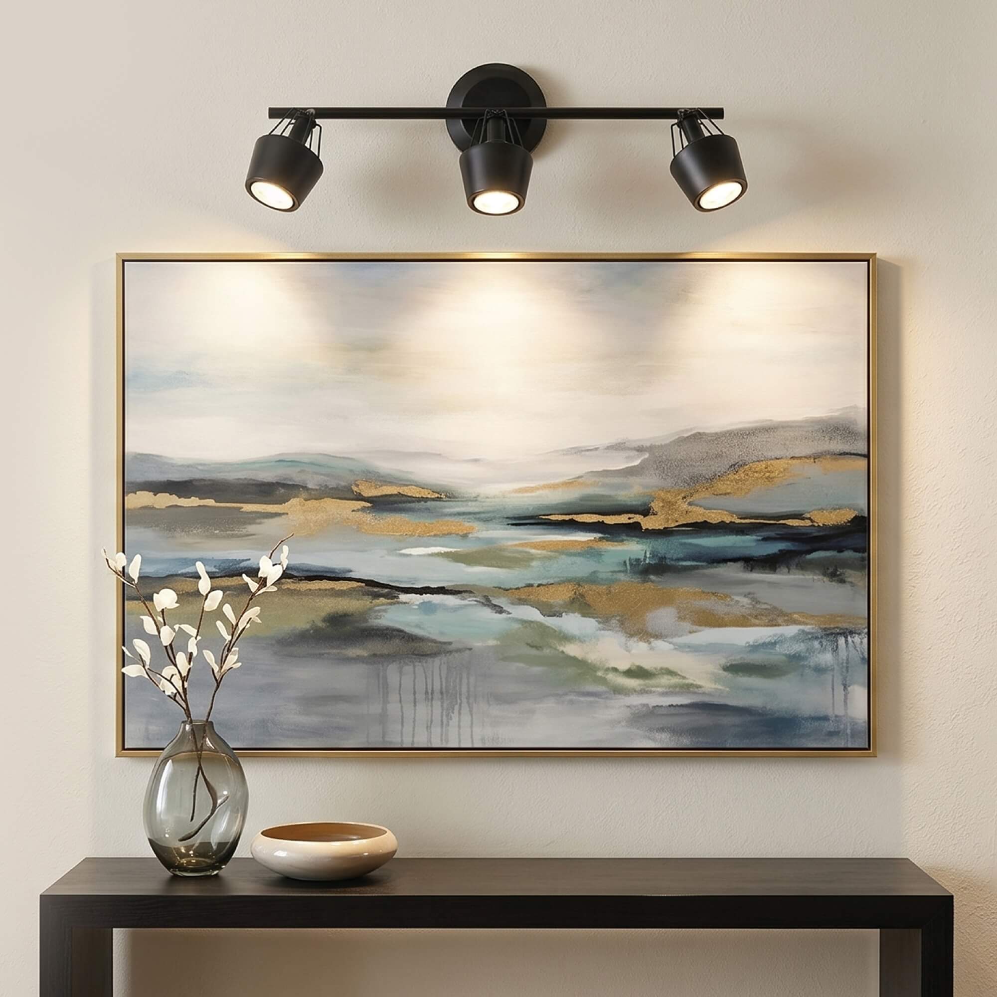 Lorca Track Lighting in 3-Light, Lifestyle View.