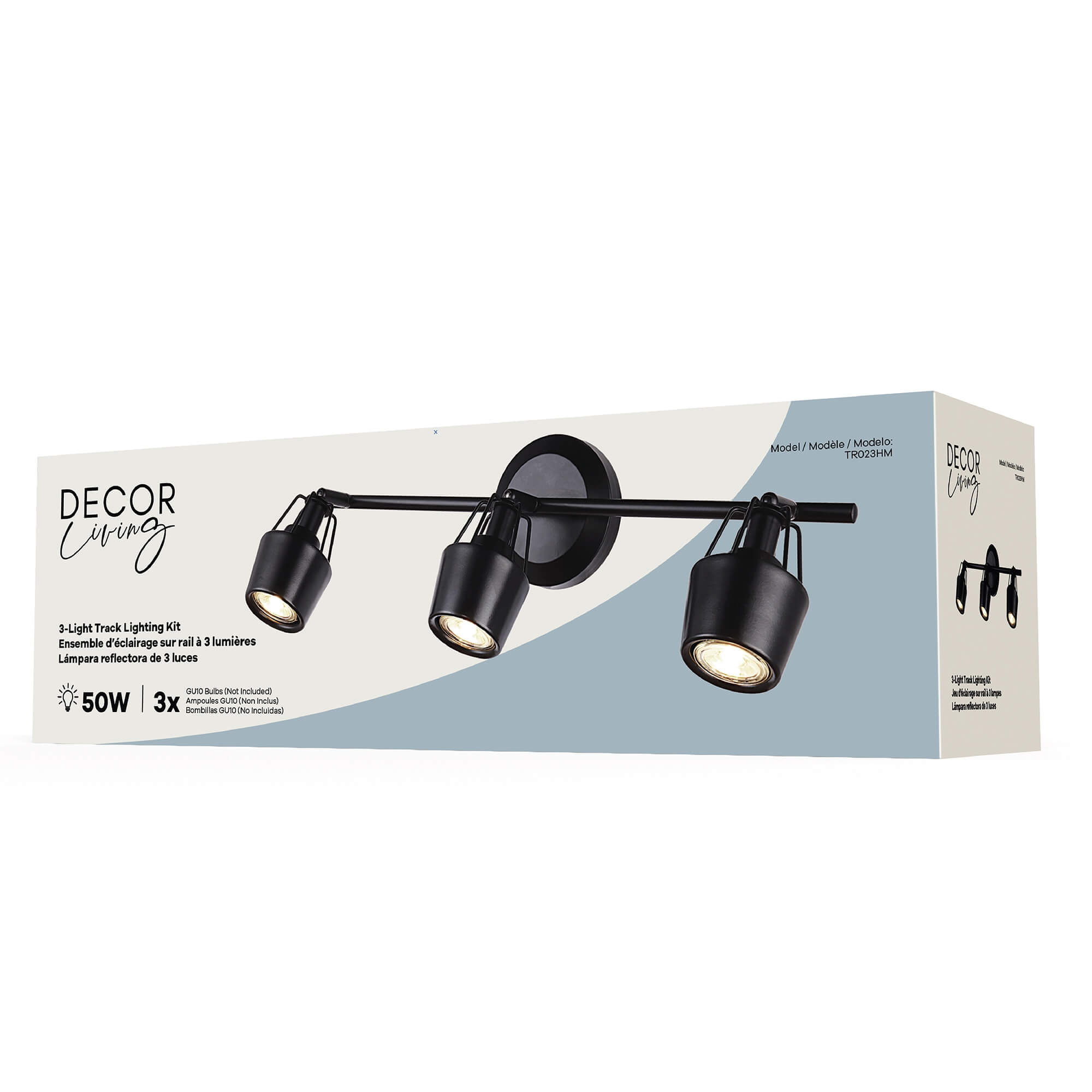 Lorca Track Lighting in 3-Light, Packaging View.