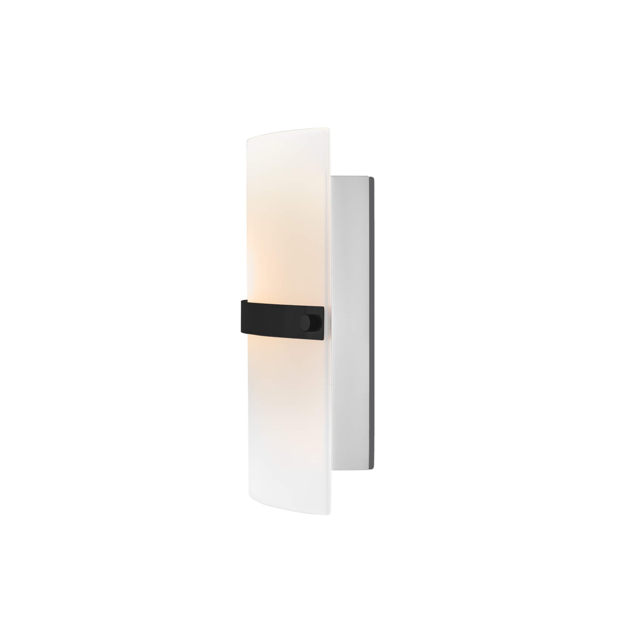 Sarbel 1-Light Wall Sconce, Side View, powered on.